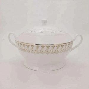 Excellent kitchen utensils high quality China tureen, 2L round container for soup with lid