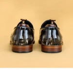 Explosive British casual mens leather shoes, leather open-edge beaded patent leather carved loafers men  dress shoes