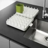 Extend Expandable Dish Drying Rack and Drainboard Set Foldaway Integrated Spout Drainer Removable Steel Rack and Cutlery Holder