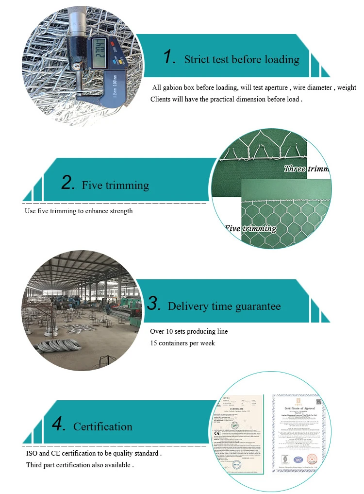 Factory Direct Supply Hexagonal Gabion Wire Mesh Basket Stone Cage As Retaining Wall
