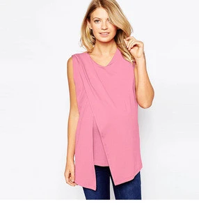 Factory Price Double Layer Maternity Crepe Nursing Wrap Top In Texture