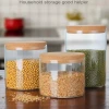 factory Storage Bottles  Jars Food Storage Container With Airtight Bamboo Lid Borosilicale Clear Glass Jar