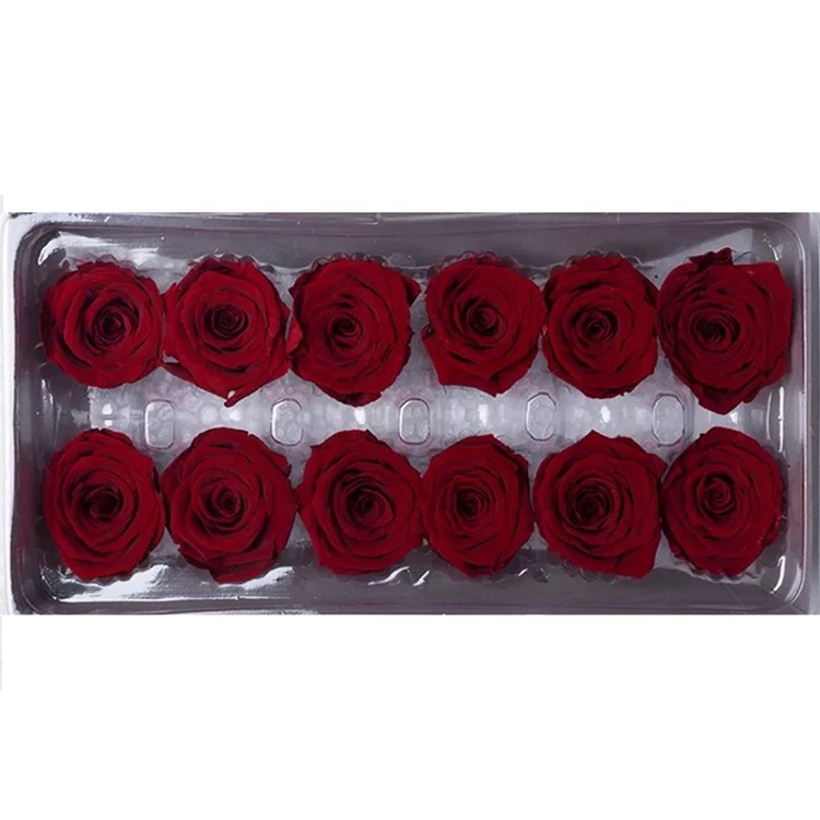 Factory Supply 3-4cm flower preservd rose head for wedding floral decorating