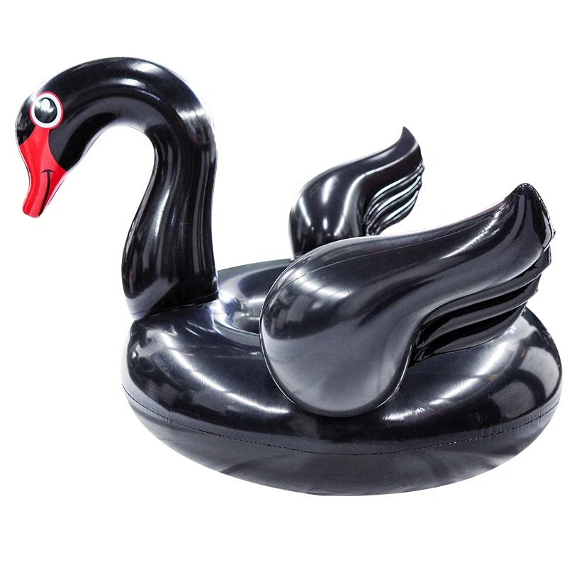Factory wholesale hot selling beach toy custom swimming pool  black swan with wings inflatable swimming floats