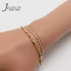 Fancy Chain Stainless Steel Multi Layer Jewelry 18K Gold Three Layers White Miyuki Beads Bracelets