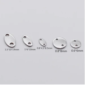 Fashion  Jewelry Stainless Steel Blank Oval Round Shape Bracelet Necklaces Round Connector Charms Accessories DIY  Metal Parts
