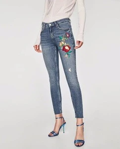 Fashion Women Long Skinny Jeans Embroidery Wash Denim Casual Ladies Pants From Best Clothing Manufacturer STb-0671