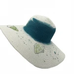 flower beret hat paper braided straw fedora hat kids god father hat summer shape homburg shap polybraid