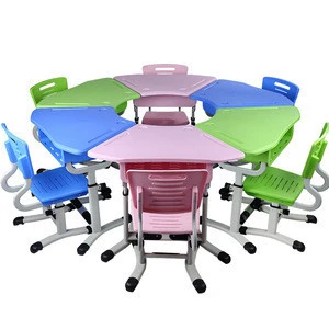 Flower Kindergarten furniture sets/ preschool moving adjustable high quality desk chairs for Kids