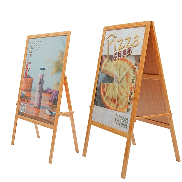 Foldable Advertising Bamboo Display Snap Frame Poster Stand