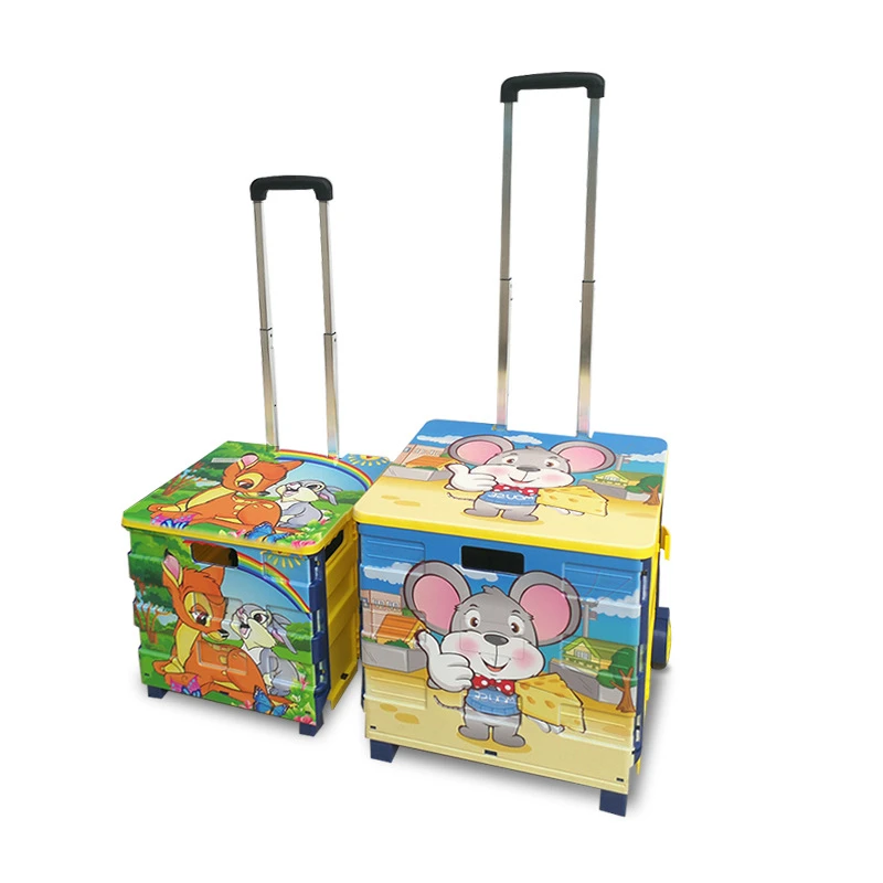 Folding Portable Shopping Cart Popular Large Foldable Plastic Trolleys