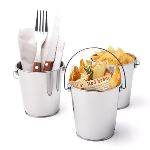 Food Grade Mini Stainless steel Serving Bucket Icing French Fries Tin Pails