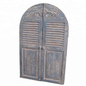 French Style Antique Wooden Frame Shutter With Mirror