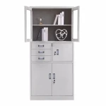Glass Door File Cabinet with Three Drawers and One Safe Box Inside