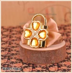 Gold Crystal Clover Lock Shape Retro Antique quartz Keychain Pocket Watch necklace chain