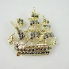 Gold rhinestone crown brooch jewelry , wholesale brooch, costume dress crown brooch 2016