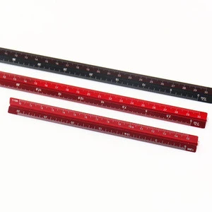 Good quality colorful 30cm Aluminum alloy triangular scale ruler For Draftsman Students