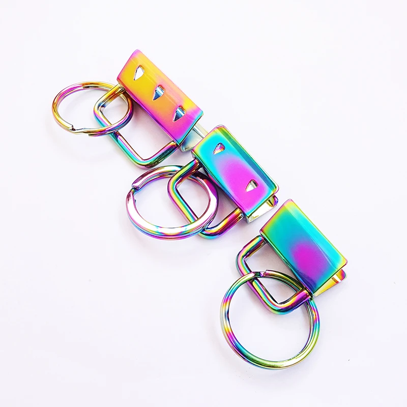 Good quality wholesale mix colors metal keychain keyfob key fob hardware with split key ring holder