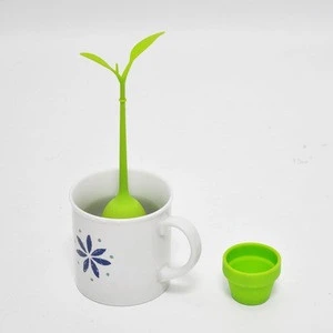 Green leaves design mini portable hot tea filter