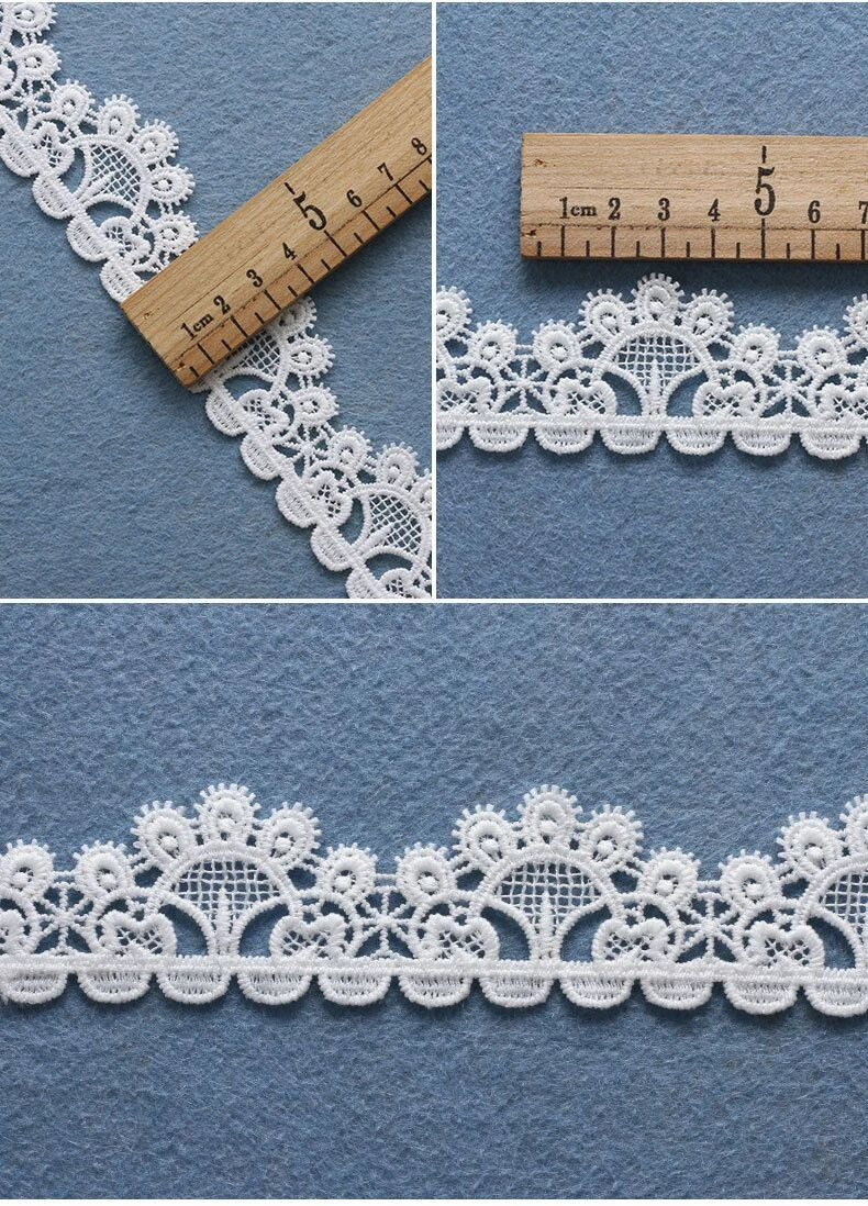 Guangzhou lace antique style cotton venice lace trim embroidered scalloped bridal veil trim lace by yards