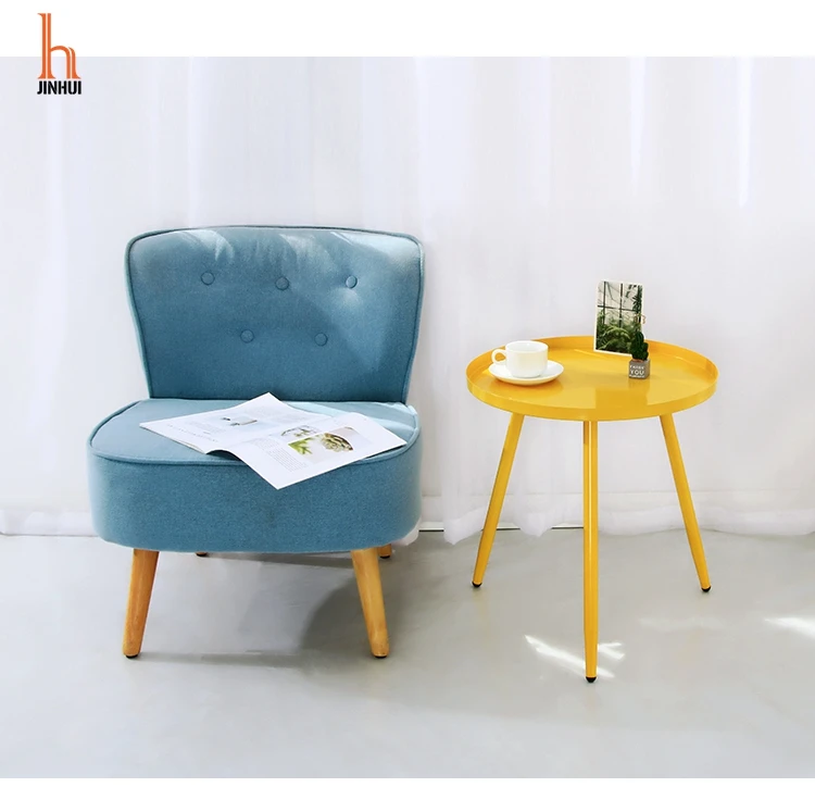 H Jinhui Simple Modern Design Round Shape Matt Painting Top Metal Leg Tea Table Coffee Table