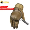 Heavy Duty Solid Color Leather Police Gloves / Latest Design Finger-less Air-soft Police Gloves