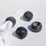 High End Gray Natural Stone Marble Napkin Rings Set of 4