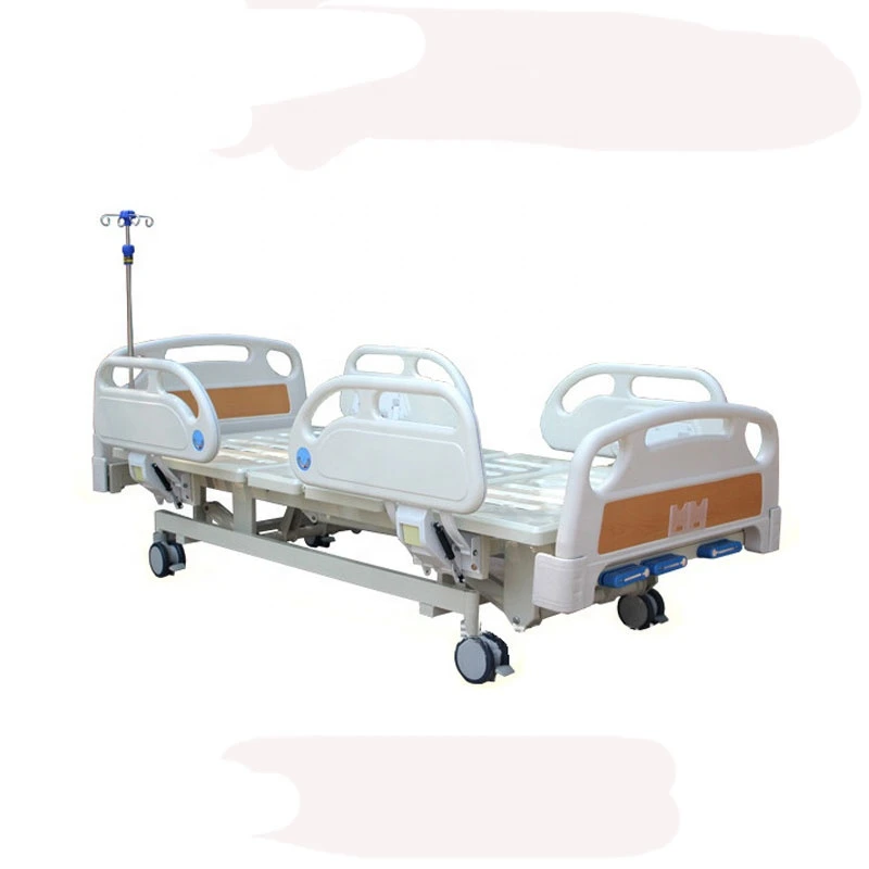 High quality Abs 3 crank manual hospital bed PP guardrail ICU three function medical bed