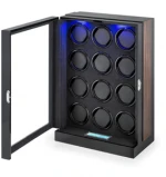 High Quality Automatic Watch Winder 12 Carbon Fiber silent Motor Box Watches Mechanism Cases Storage 5 color light
