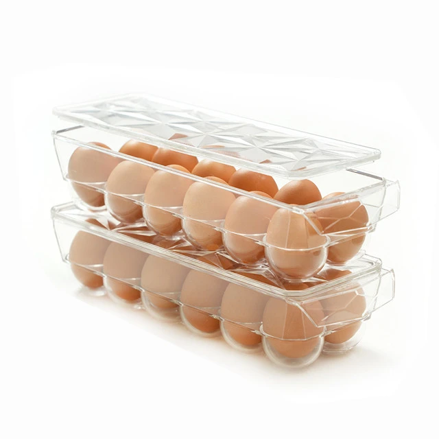 High Quality BPA Free Plastic Acrylic PMMA Glass Food Grade Fridge Organizer Premium Egg Holder With Lid
