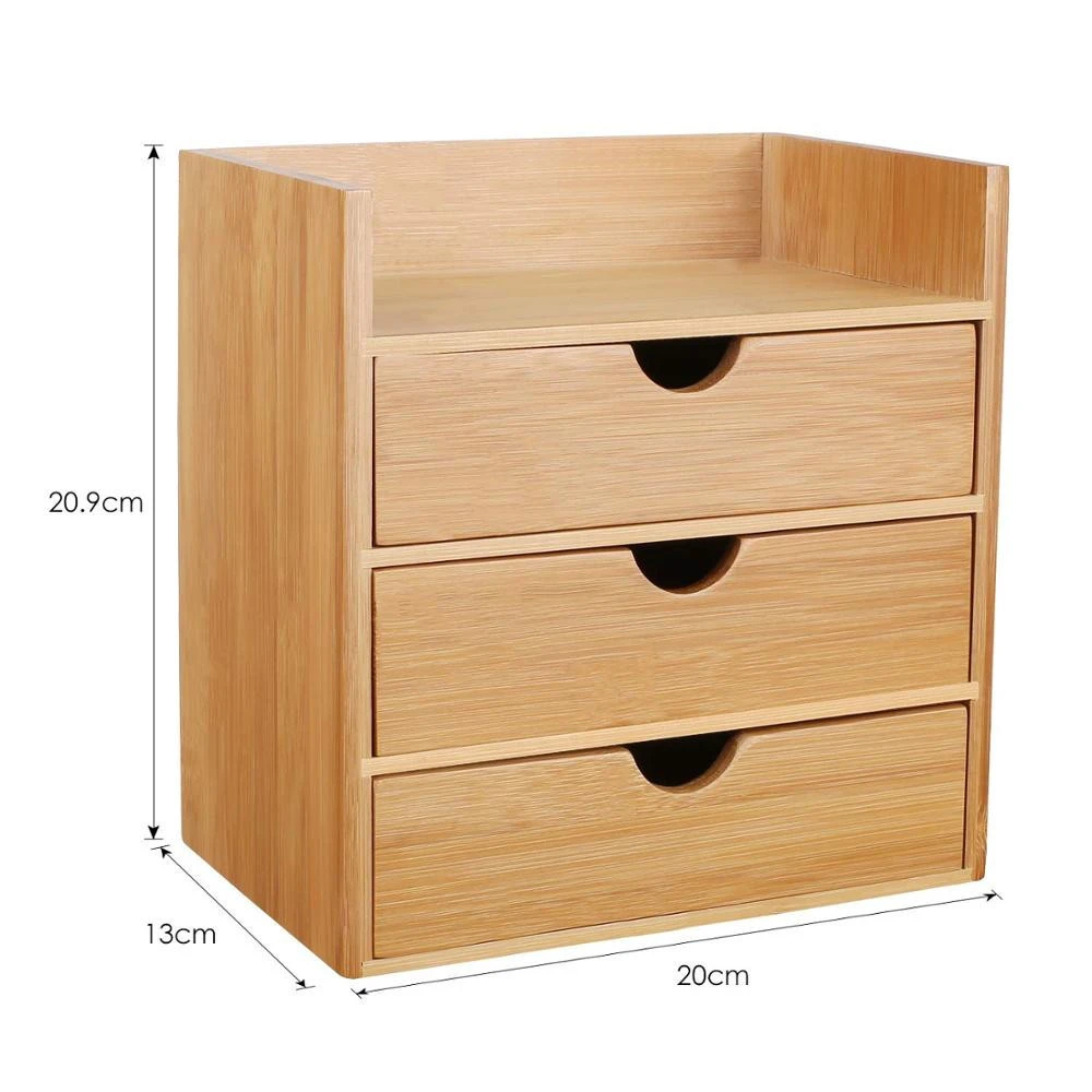 High quality material  Bamboo  3 Drawer Bamboo Home , School &amp; Office File Sorter Desk  make it easy to clean and maintain