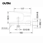 High quality single handle 2 installation holes shower brass bathtub faucet