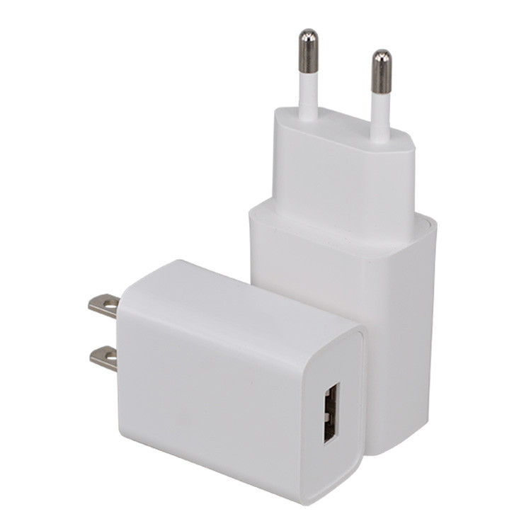 High Quality US EU Plug 5V 2.1A  Travel Charger 1 USB Socket Mobile Power Adapter