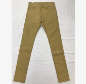 Hight Quality Yellow Solid Color Washed Stretch Skinny Fit Mens Jeans in guangzhou
