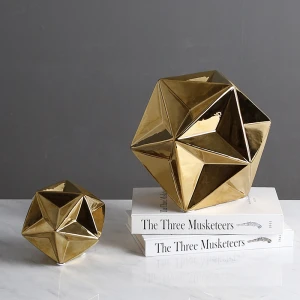 Home Decoration Manufacturer Luxury Pieces French Ceramic Art Polyhedron House Ornament Home Decor
