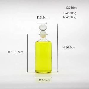 Hot Sale 120ml 250ml cylinder Transparent Aromatherapy Glass Bottle with Glass Ball Stopper Cap