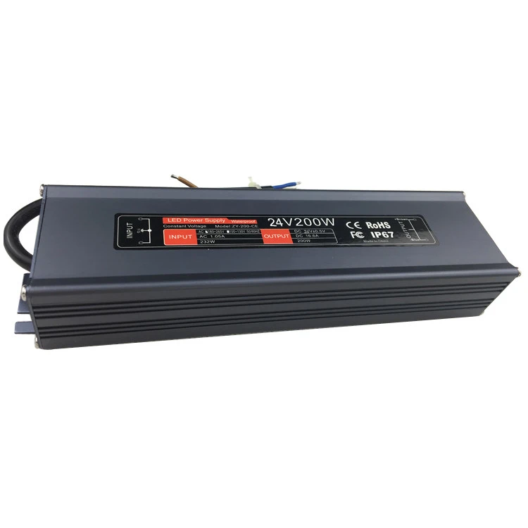 hot sale ac to dc 12v  24V 200w waterproof ip67 led driver power supply