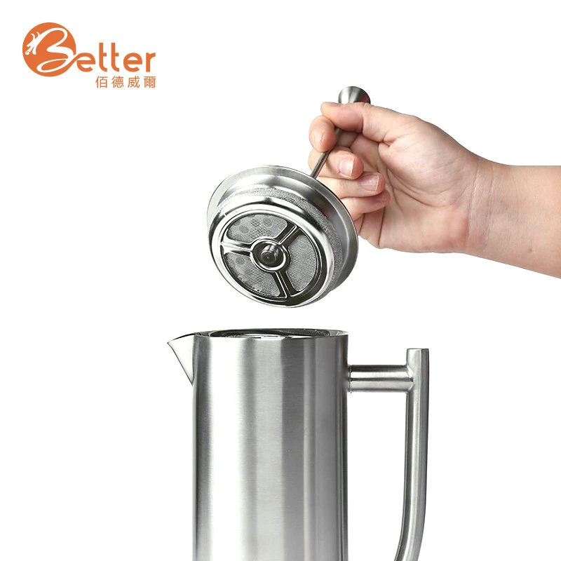 Hot Sale Double Wall 800ml 1000ml Stainless Steel French Press Coffee Maker