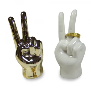 Hot sale hand shape ceramic gold trinket holder jewelry ring dish