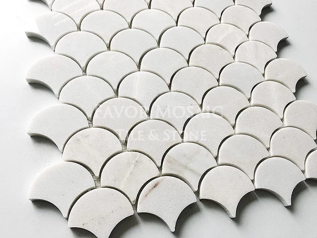 Hot selling 12"x12" Fan scale wall and bathroom wall and floor mosaic tiles natural marble mosaic tiles
