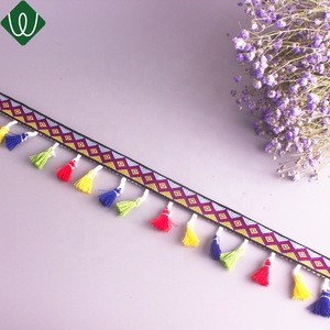 Hot Selling Colorful Polyester Home Textile Garment Accessories Tassel Fringe Lace Trim
