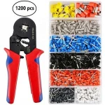 HSC8 6-4 Adjustable Terminal Crimping Pliers Automatic Cable Wire Stripper Stripping Crimper Tool with 1200 Terminals Kit