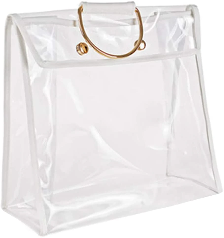 HUAYI Custom Large Clear PVC Transparent Purse Storage Handbag Cover Dust Bag with Hook
