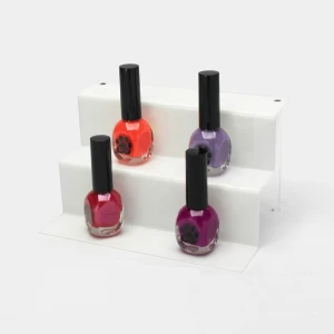 HUISEN plexiglass countertop 3 tiered acrylic makeup display riser stand