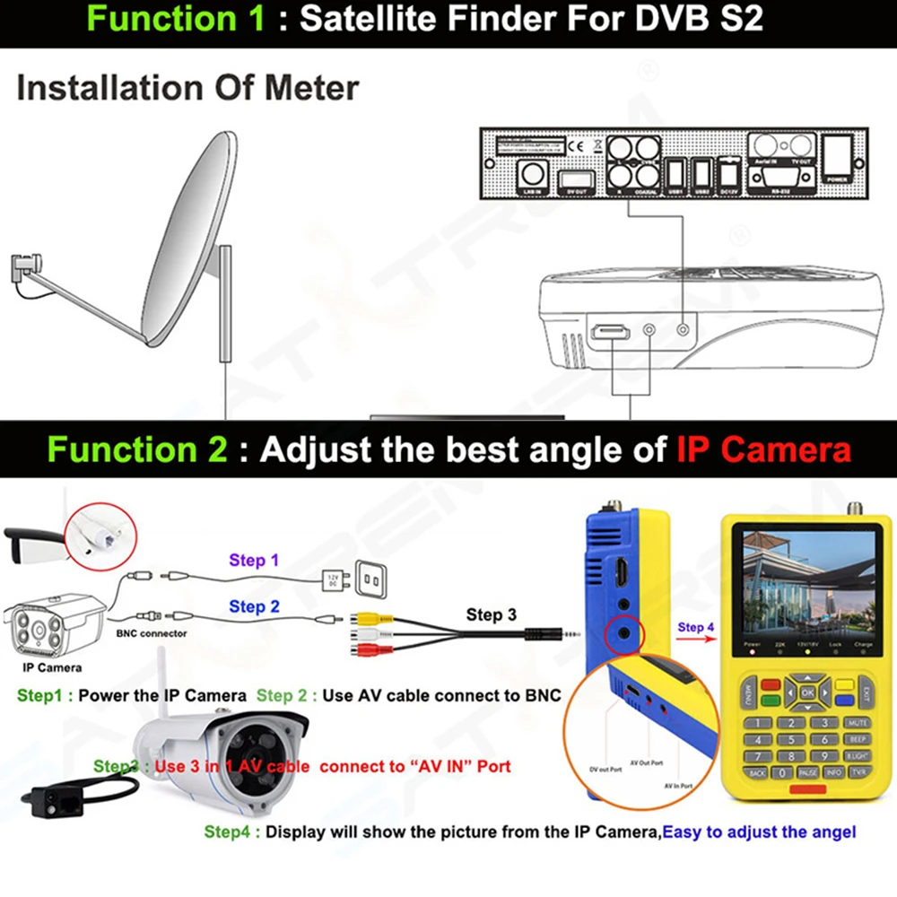 iBRAVEBOX V8 Finder HD Satellite Finder Digital Signal Meter DVB-S2 H.264 3.5 Inch LCD Screen Full 1080P FTA Satellite Finder