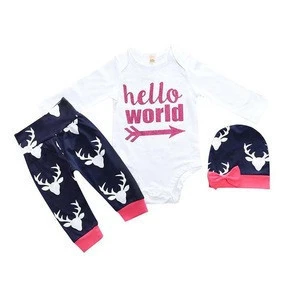 INS Baby Boy Girl Romper Costume Infant Toddler Clothing Set 3pcs Hat + Scarf + Romper Cotton Baby Kids Outfits
