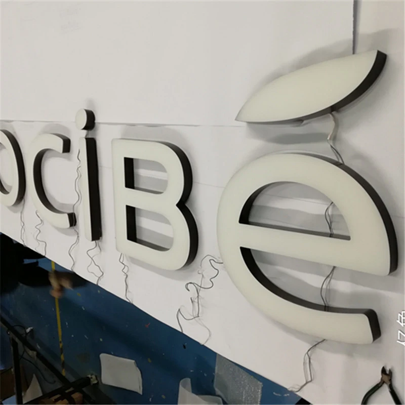 Interior shop advertising mini front illuminated acrylic sign letters