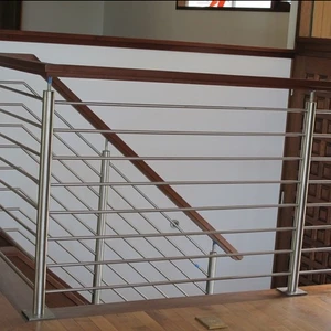 Interior stainless steel rod railing design for house
