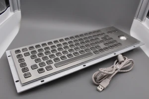 IP65 Kiosk Metal Industrial Keyboard With Trackball Stainless Steel USB Keypad Metal Rugged Keyboard For Self Service Kiosk