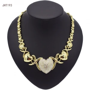 JHT193 18K gold-plated XOXO rhinestone heart-shaped womens wedding diamond jewelry